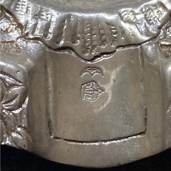 Vintage 800 Silver Ornate Rococo Ashtray Tray Repousse Italian German Dish - Picture 11 of 12